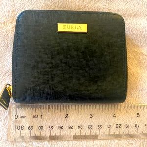Furla like new black genuine leather wallet